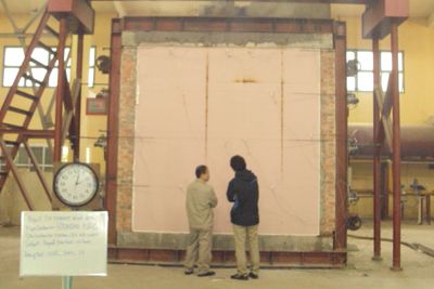 THỬ NGHIỆM KHẢ NĂNG CHỊU LỬA CỦA MẪU VÁCH NGĂN NHẸ XƯƠNG THÉP ỐP THẠCH CAO